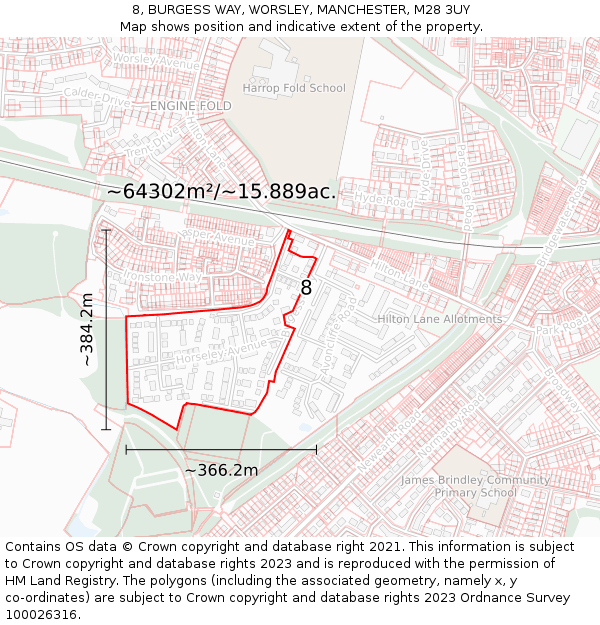 8, BURGESS WAY, WORSLEY, MANCHESTER, M28 3UY: Plot and title map