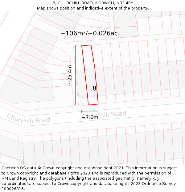 8, CHURCHILL ROAD, NORWICH, NR3 4PY: Plot and title map