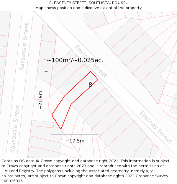 8, EASTNEY STREET, SOUTHSEA, PO4 9PU: Plot and title map