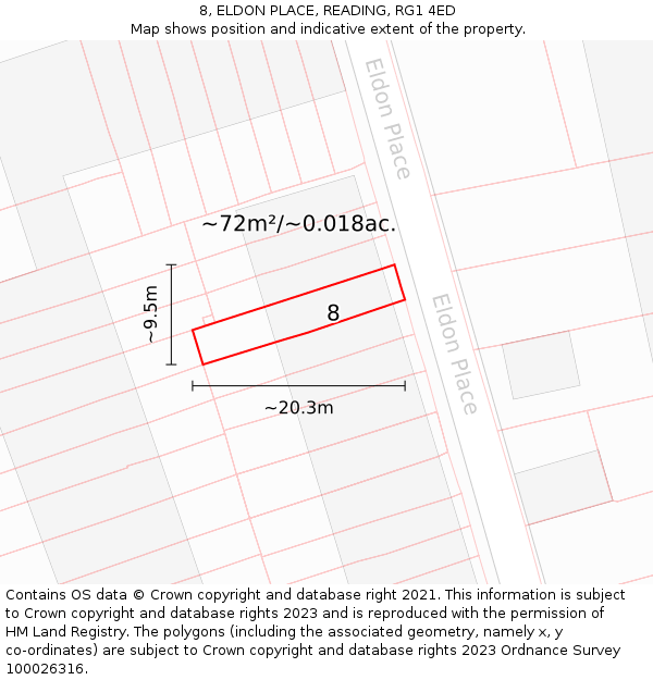 8, ELDON PLACE, READING, RG1 4ED: Plot and title map