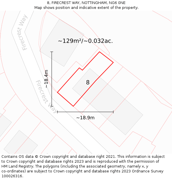 8, FIRECREST WAY, NOTTINGHAM, NG6 0NE: Plot and title map
