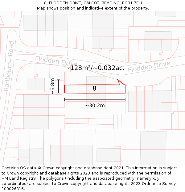 8, FLODDEN DRIVE, CALCOT, READING, RG31 7EH: Plot and title map