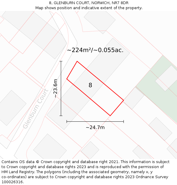 8, GLENBURN COURT, NORWICH, NR7 8DR: Plot and title map