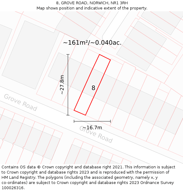 8, GROVE ROAD, NORWICH, NR1 3RH: Plot and title map