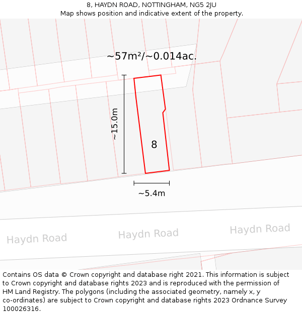 8, HAYDN ROAD, NOTTINGHAM, NG5 2JU: Plot and title map