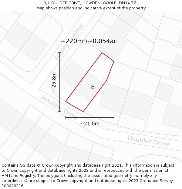 8, HOULDER DRIVE, HOWDEN, GOOLE, DN14 7ZU: Plot and title map
