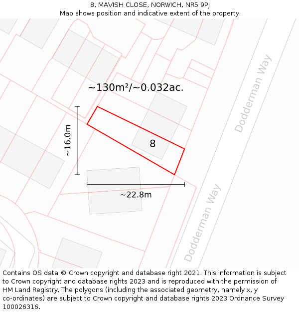 8, MAVISH CLOSE, NORWICH, NR5 9PJ: Plot and title map