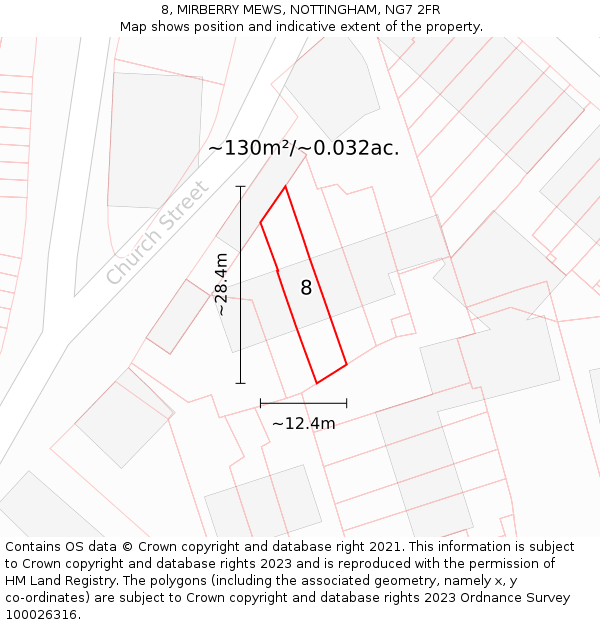 8, MIRBERRY MEWS, NOTTINGHAM, NG7 2FR: Plot and title map