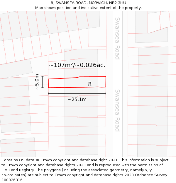 8, SWANSEA ROAD, NORWICH, NR2 3HU: Plot and title map