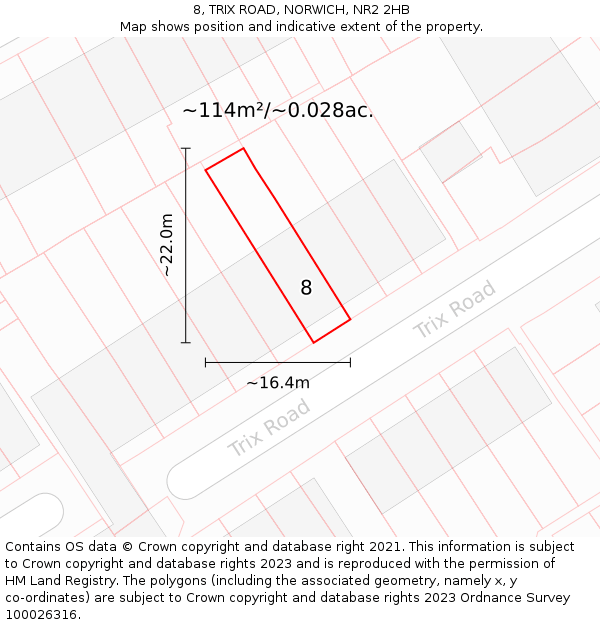 8, TRIX ROAD, NORWICH, NR2 2HB: Plot and title map