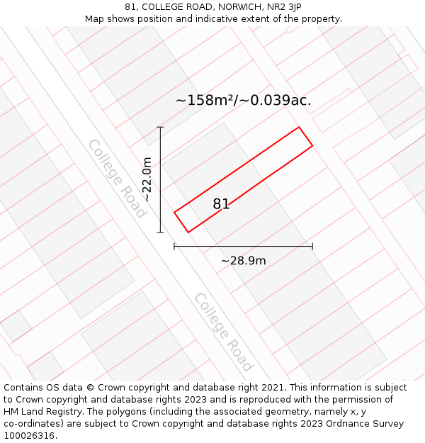 81, COLLEGE ROAD, NORWICH, NR2 3JP: Plot and title map