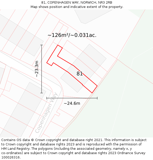 81, COPENHAGEN WAY, NORWICH, NR3 2RB: Plot and title map