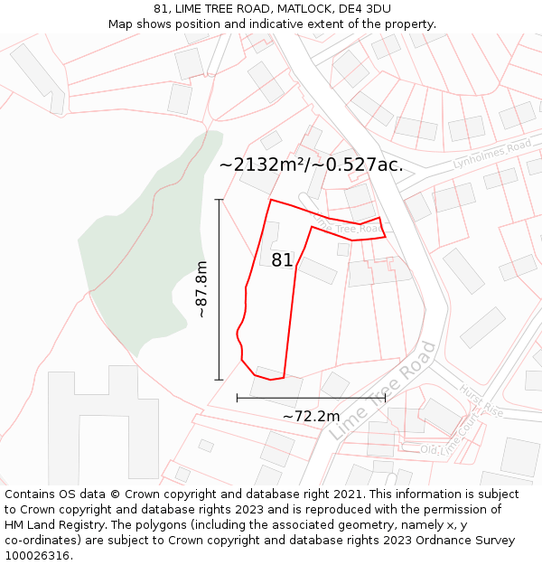 81, LIME TREE ROAD, MATLOCK, DE4 3DU: Plot and title map