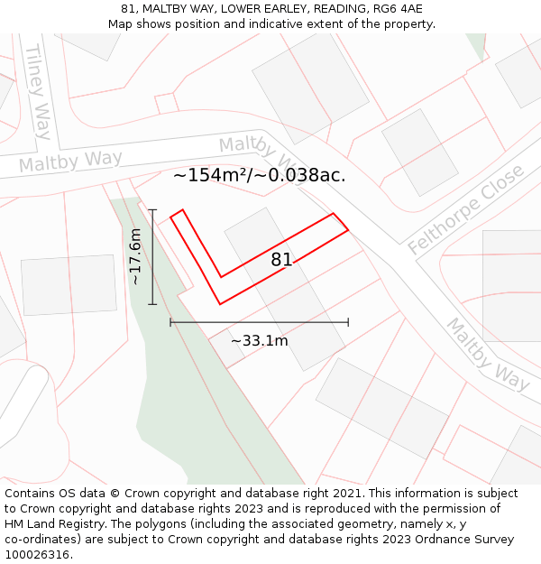 81, MALTBY WAY, LOWER EARLEY, READING, RG6 4AE: Plot and title map
