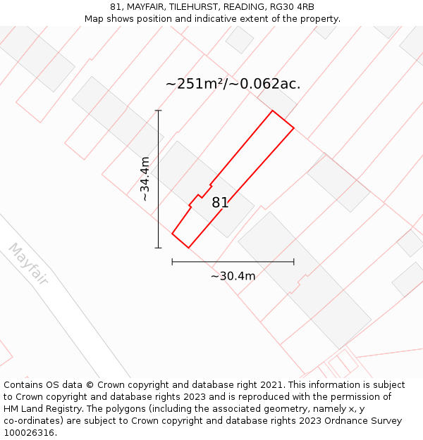81, MAYFAIR, TILEHURST, READING, RG30 4RB: Plot and title map