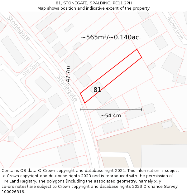 81, STONEGATE, SPALDING, PE11 2PH: Plot and title map
