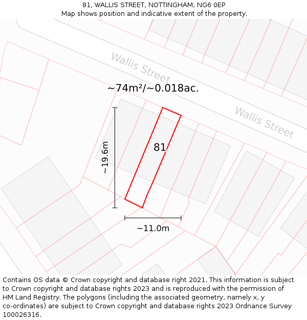 81, WALLIS STREET, NOTTINGHAM, NG6 0EP: Plot and title map