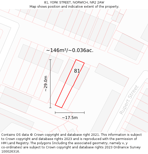81, YORK STREET, NORWICH, NR2 2AW: Plot and title map