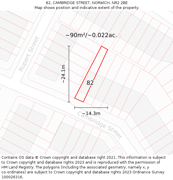82, CAMBRIDGE STREET, NORWICH, NR2 2BE: Plot and title map