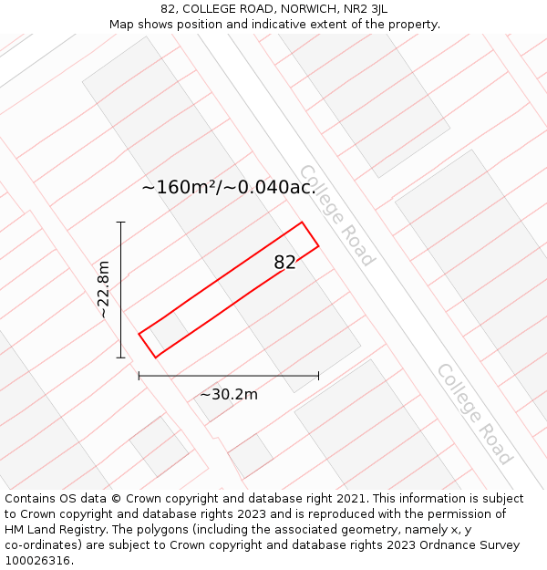 82, COLLEGE ROAD, NORWICH, NR2 3JL: Plot and title map