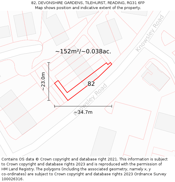 82, DEVONSHIRE GARDENS, TILEHURST, READING, RG31 6FP: Plot and title map