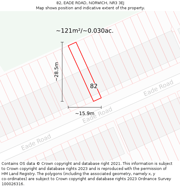 82, EADE ROAD, NORWICH, NR3 3EJ: Plot and title map