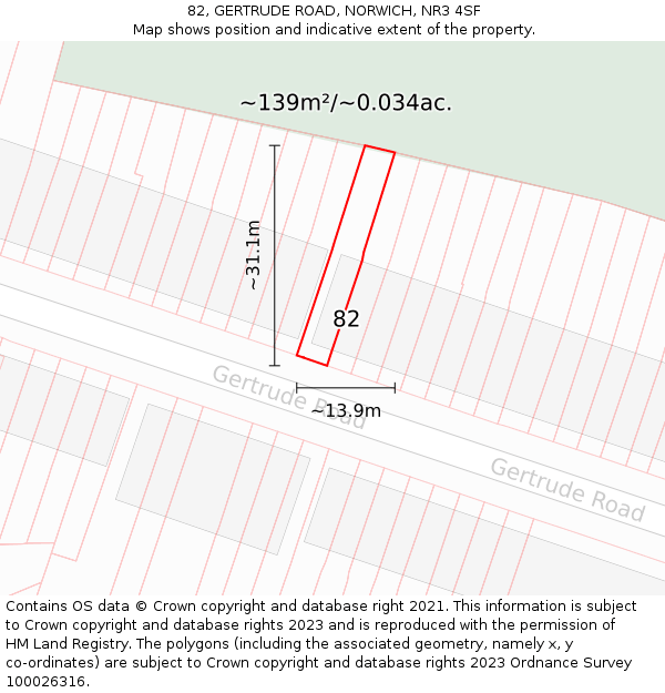 82, GERTRUDE ROAD, NORWICH, NR3 4SF: Plot and title map