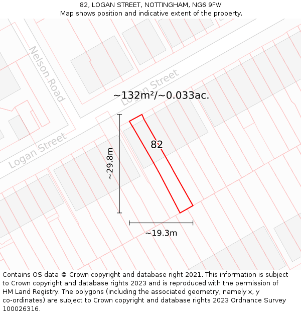 82, LOGAN STREET, NOTTINGHAM, NG6 9FW: Plot and title map