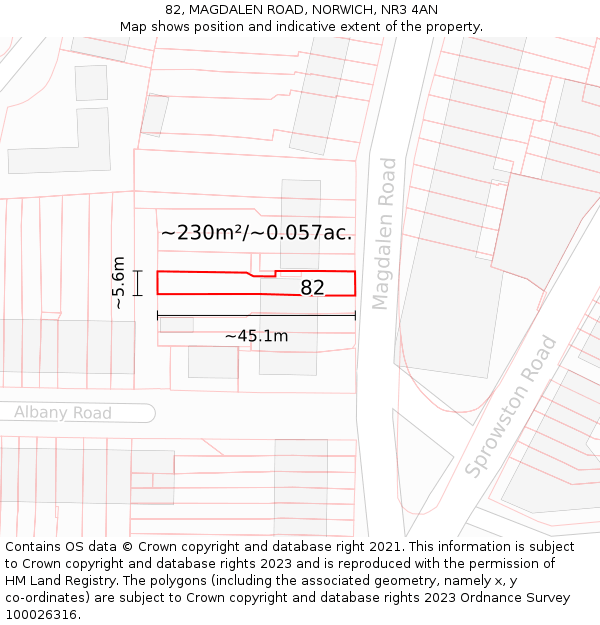 82, MAGDALEN ROAD, NORWICH, NR3 4AN: Plot and title map