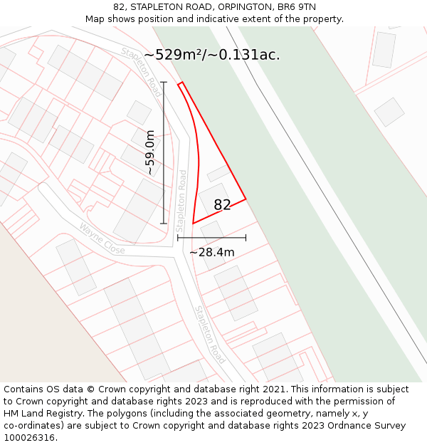 82, STAPLETON ROAD, ORPINGTON, BR6 9TN: Plot and title map