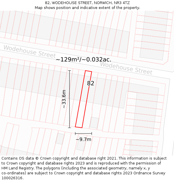 82, WODEHOUSE STREET, NORWICH, NR3 4TZ: Plot and title map
