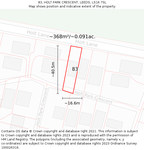 83, HOLT PARK CRESCENT, LEEDS, LS16 7SL: Plot and title map