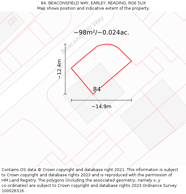 84, BEACONSFIELD WAY, EARLEY, READING, RG6 5UX: Plot and title map