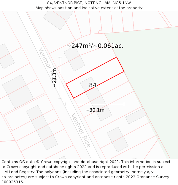 84, VENTNOR RISE, NOTTINGHAM, NG5 1NW: Plot and title map