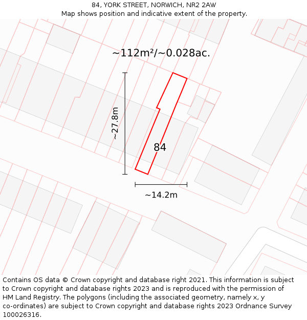 84, YORK STREET, NORWICH, NR2 2AW: Plot and title map