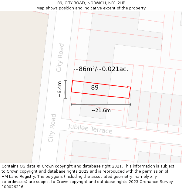 89, CITY ROAD, NORWICH, NR1 2HP: Plot and title map