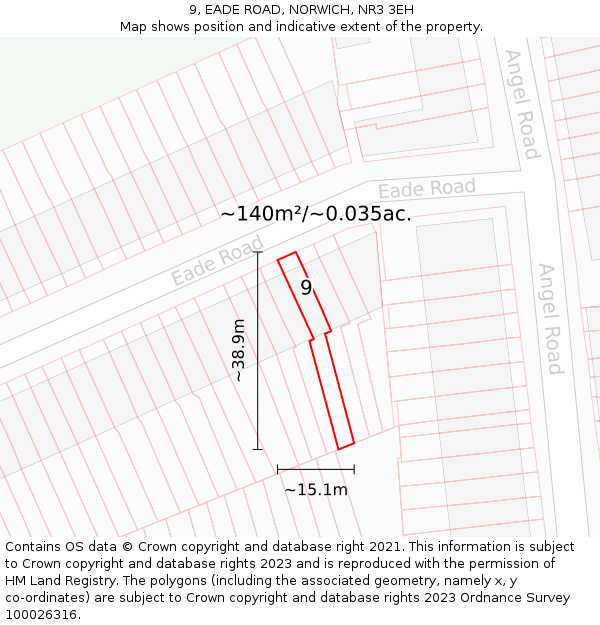 9, EADE ROAD, NORWICH, NR3 3EH: Plot and title map