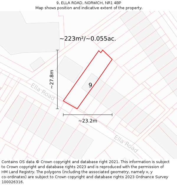 9, ELLA ROAD, NORWICH, NR1 4BP: Plot and title map