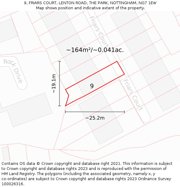 9, FRIARS COURT, LENTON ROAD, THE PARK, NOTTINGHAM, NG7 1EW: Plot and title map