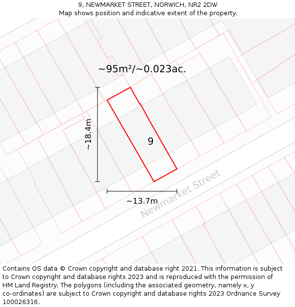 9, NEWMARKET STREET, NORWICH, NR2 2DW: Plot and title map
