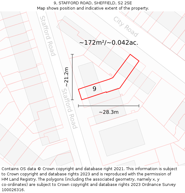 9, STAFFORD ROAD, SHEFFIELD, S2 2SE: Plot and title map