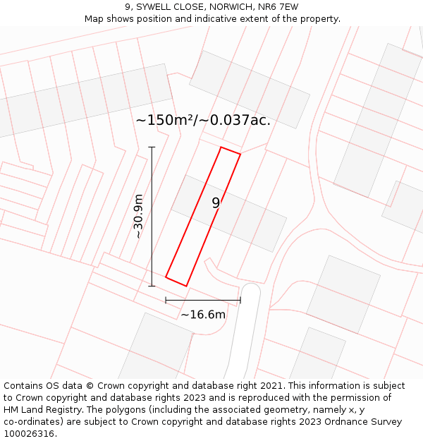 9, SYWELL CLOSE, NORWICH, NR6 7EW: Plot and title map
