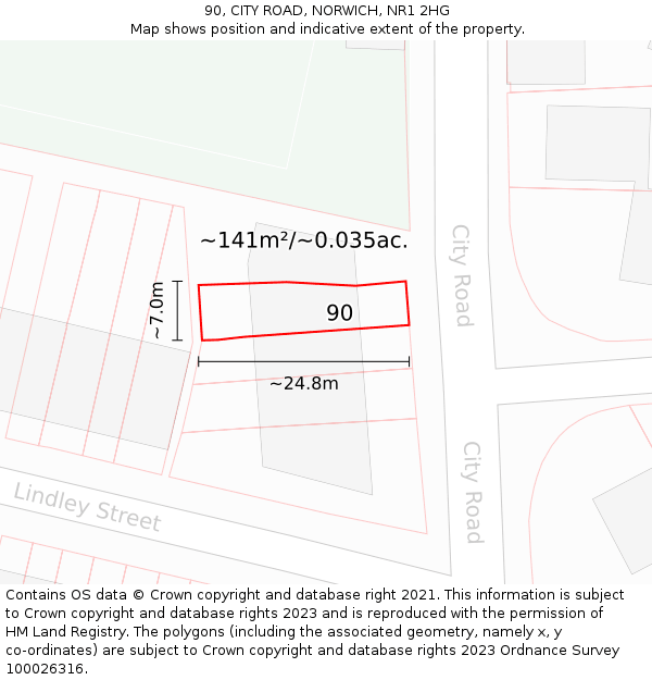 90, CITY ROAD, NORWICH, NR1 2HG: Plot and title map