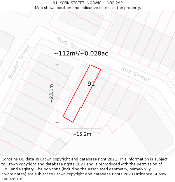 91, YORK STREET, NORWICH, NR2 2AP: Plot and title map