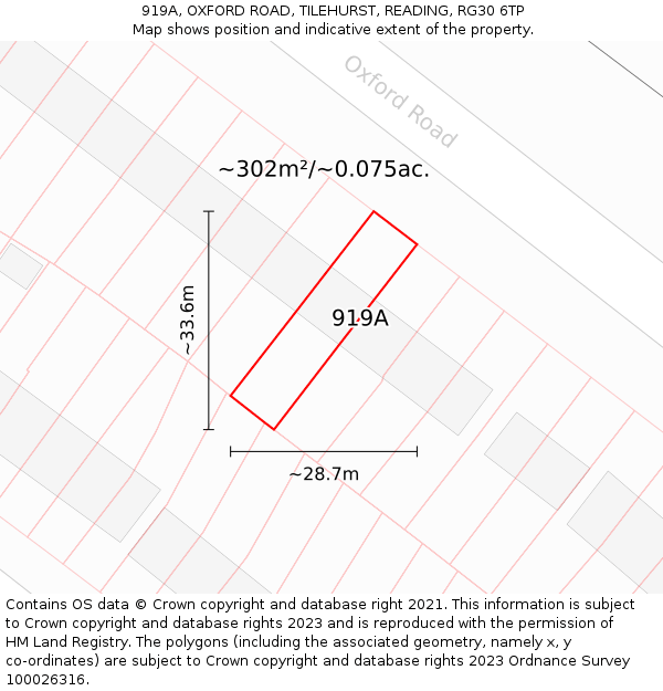 919A, OXFORD ROAD, TILEHURST, READING, RG30 6TP: Plot and title map