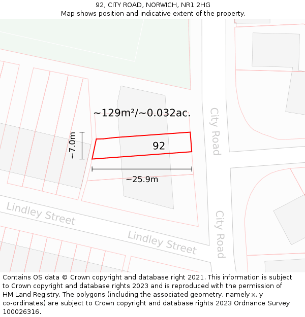 92, CITY ROAD, NORWICH, NR1 2HG: Plot and title map
