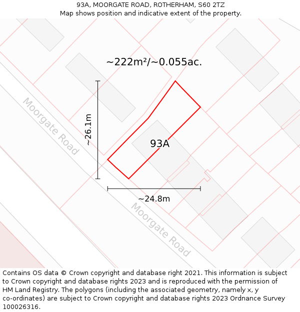 93A, MOORGATE ROAD, ROTHERHAM, S60 2TZ: Plot and title map