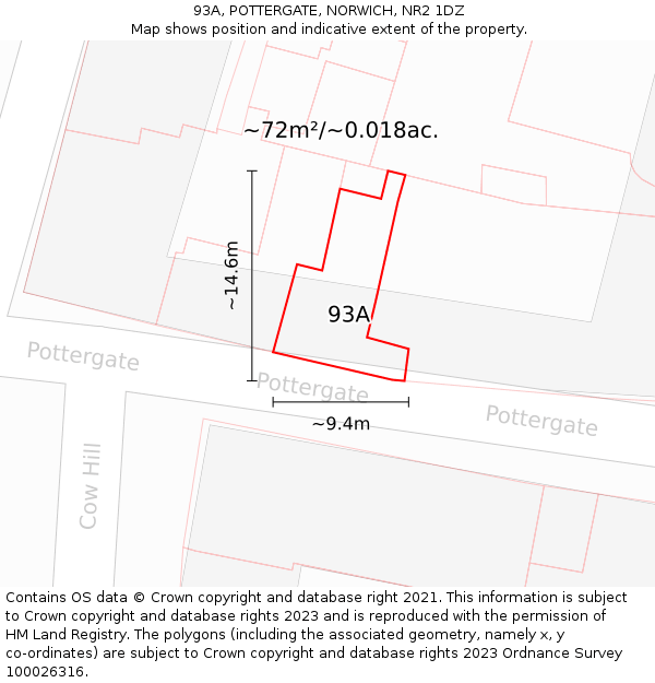 93A, POTTERGATE, NORWICH, NR2 1DZ: Plot and title map