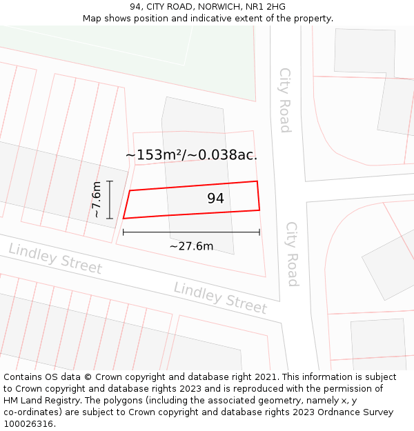 94, CITY ROAD, NORWICH, NR1 2HG: Plot and title map