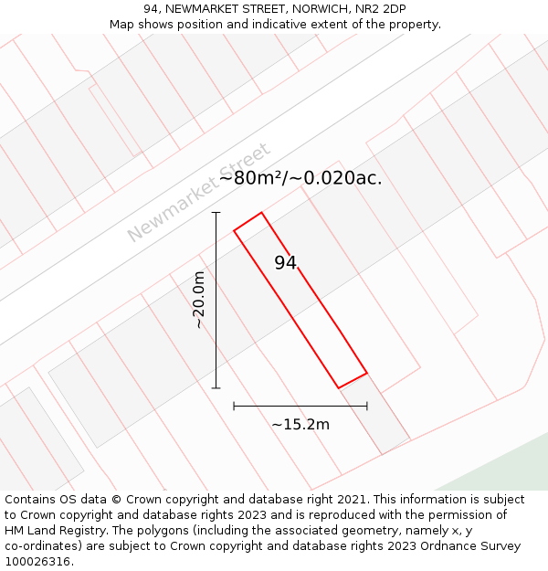 94, NEWMARKET STREET, NORWICH, NR2 2DP: Plot and title map